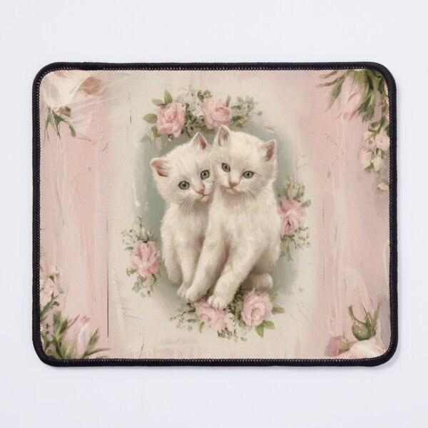 Item preview, Vintage Cabbage Rose and White Kittens designed and sold by SloganExpress.
