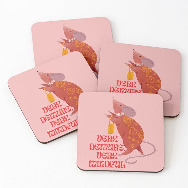 Item preview, Sophisticated Mouse in Red - "Very Demure, Very Mindful" Quirky Illustration designed and sold by Jemma Jamie Skidmore.