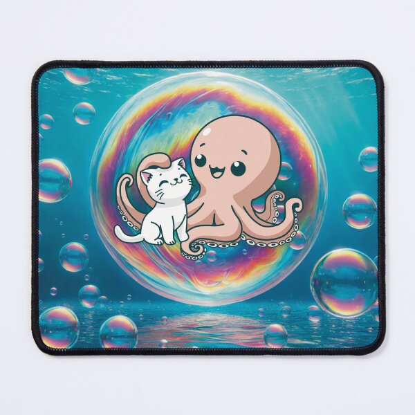 Artikelvorschau, Oktopus umarmt entzückende Katze in einer Blase entworfen und verkauft von WowCustomDesign.