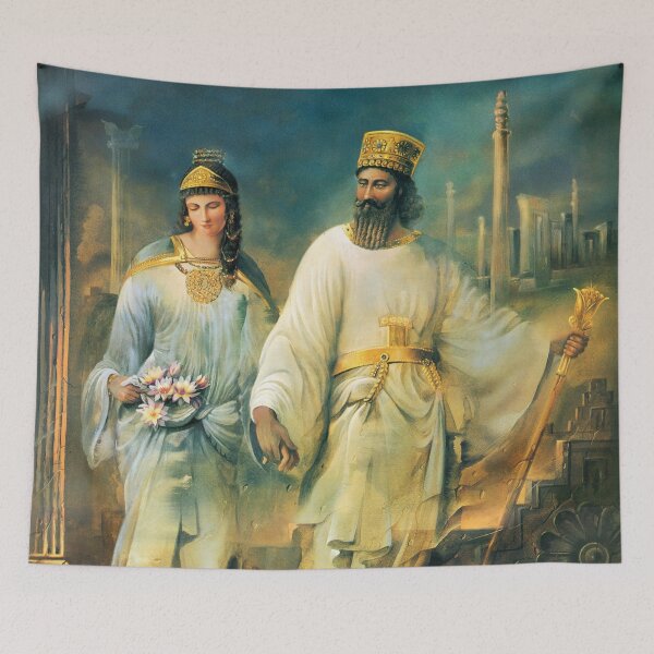 Item preview, Cyrus The Great and Empress. Persian Oil Painting designed and sold by mazis.