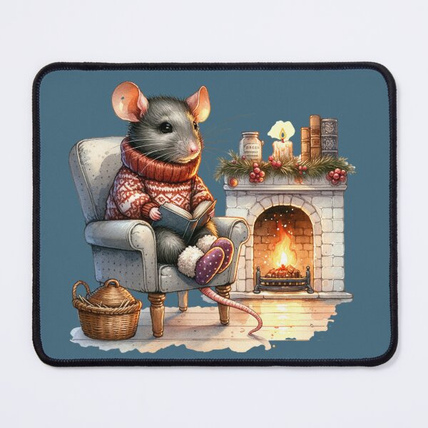 Item preview, Country rat reading by an open fireplace designed and sold by BritishDelights.