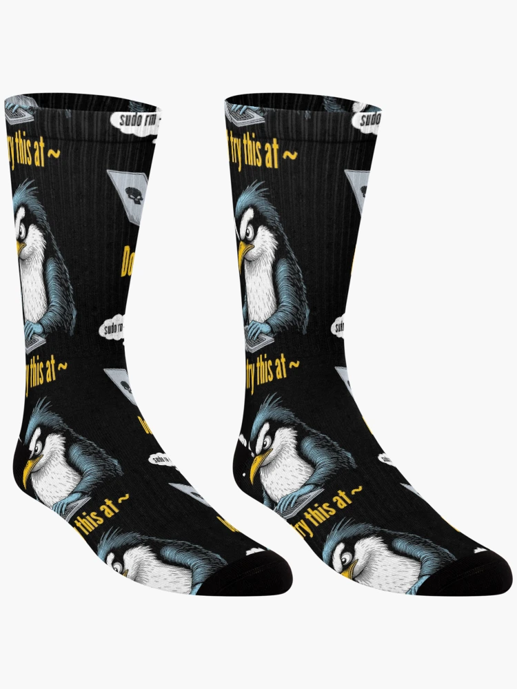 Thumbnail 3 of 5, Socks, Sudo Rm Rf Penguin Funny Sysadmin Command Line IT Coding designed and sold by GrandeDuc.