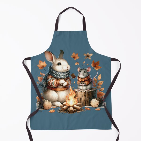 Item preview, Country rabbit and baby rat toasting smores over a camp fire designed and sold by BritishDelights.