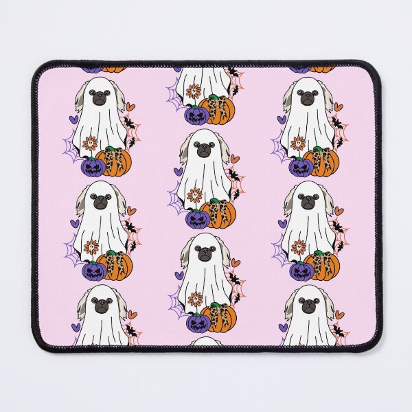 Item preview, Pekinese Halloween Ghost Dog, Pumpkins, Bow, Flowers, Bats, Spider web, Pet, Bark, Paw, Animal lover designed and sold by MrsCreative1.