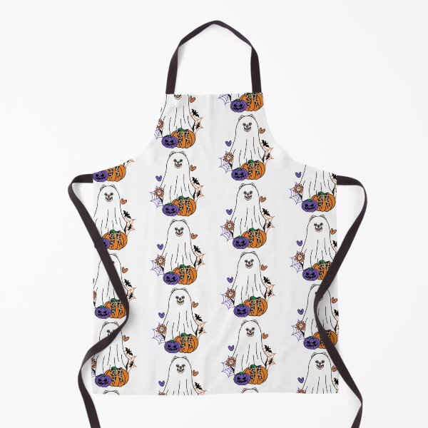 Item preview, Pomeranian Halloween Ghost Dog, Pumpkins, Bow, Flowers, Bats, Spider web, Pet, Bark, Paw, Animal lover designed and sold by MrsCreative1.