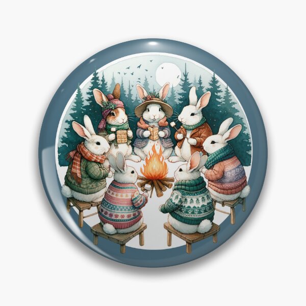 Item preview, Country rabbits toasting smores over a camp fire in the forest designed and sold by BritishDelights.