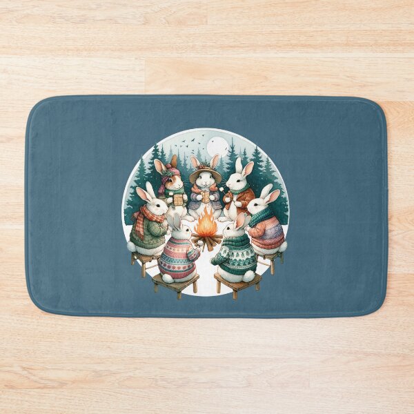 Item preview, Country rabbits toasting smores over a camp fire in the forest designed and sold by BritishDelights.
