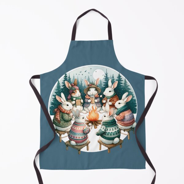 Item preview, Country rabbits toasting smores over a camp fire in the forest designed and sold by BritishDelights.