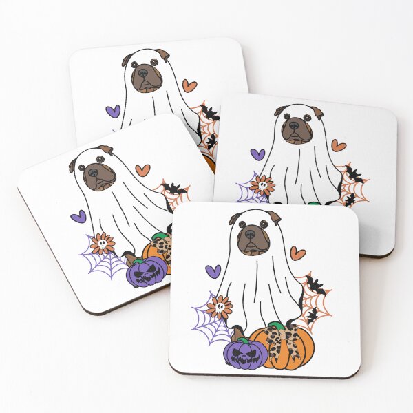 Item preview, Sharpei White Halloween Ghost Dog, Pumpkins, Bow, Flowers, Bats, Spider web, Pet, Bark, Paw, Animal lover designed and sold by MrsCreative1.