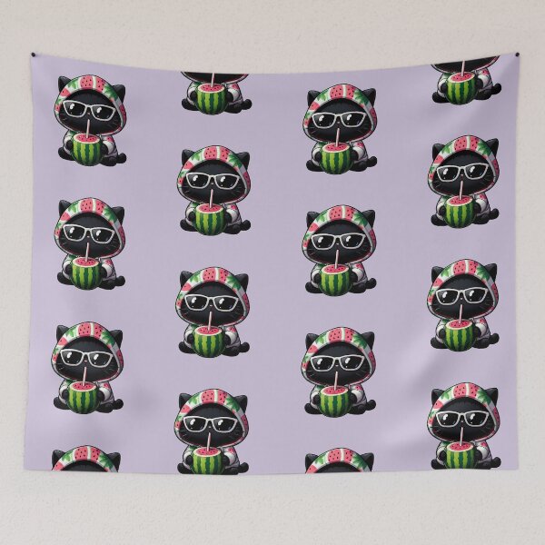 Item preview, Cute Black Cat in Watermelon Hoodie Design designed and sold by Kwanbaba21.