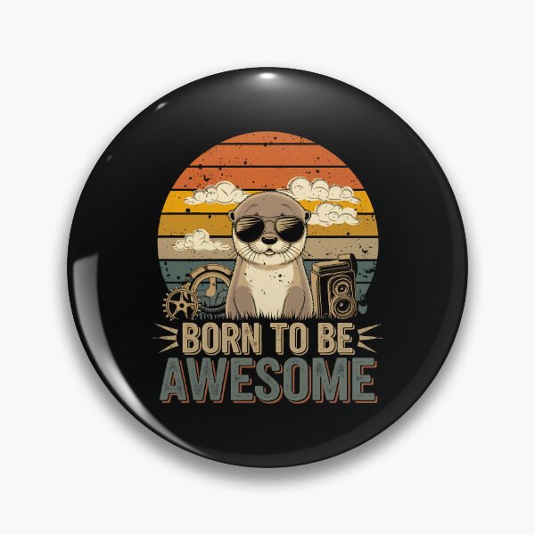 Item preview, Cool Otter in Sunglasses with Retro Sunset Background - Born to Be Awesome designed and sold by Quotes-For-All.