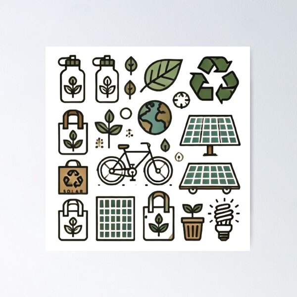 Item preview, Eco-Friendly Icons for Daily Habits designed and sold by WildVista.