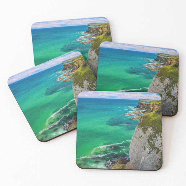 Item preview, Turquoise Tranquility: Dunluce Castle Overlooking the Giant's Causeway designed and sold by KMNscapes – Ireland Prints & Beyond.