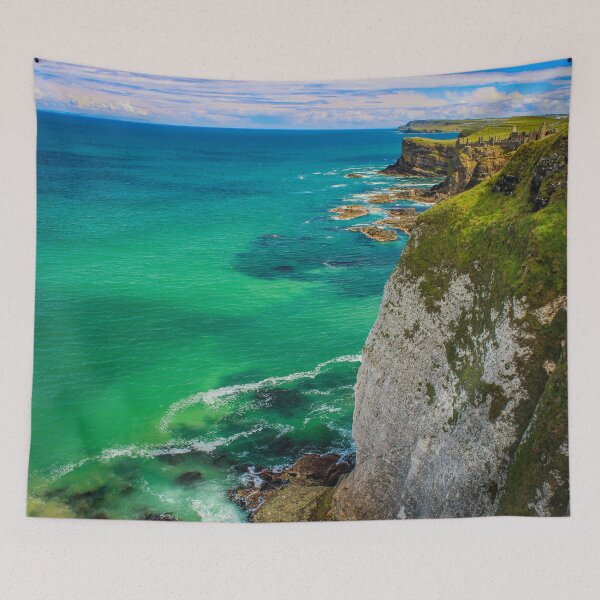 Item preview, Turquoise Tranquility: Dunluce Castle Overlooking the Giant's Causeway designed and sold by KMNscapes – Ireland Prints & Beyond.