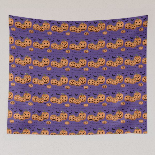 Item preview, Pattern with scary pumpkins and bats and the inscription "Dress scarier, it will be more fun together!" designed and sold by Cherevan.