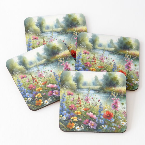 Item preview, Wildflowers Waterscape Creek Summer Nature designed and sold by SeaStarAlex.
