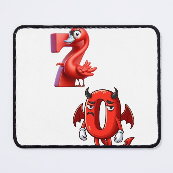 Item preview, Red bird standing on number seven, devilish zero below designed and sold by MochimCafe.
