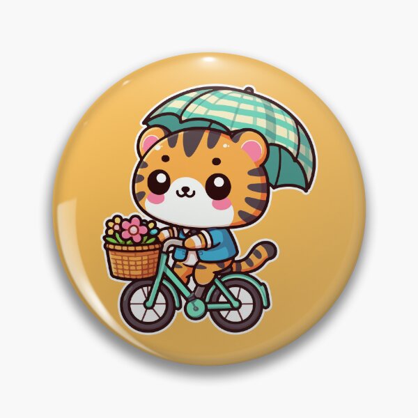 Aperçu de l'œuvre T-shirt Kawaii Cute Tiger Riding A Bicycle 1 | Animaux de compagnie et animaux pour hommes et femmes créée et vendue par panchiTWO.