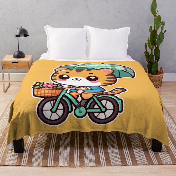 Aperçu de l'œuvre T-shirt Kawaii Cute Tiger Riding A Bicycle 1 | Animaux de compagnie et animaux pour hommes et femmes créée et vendue par panchiTWO.