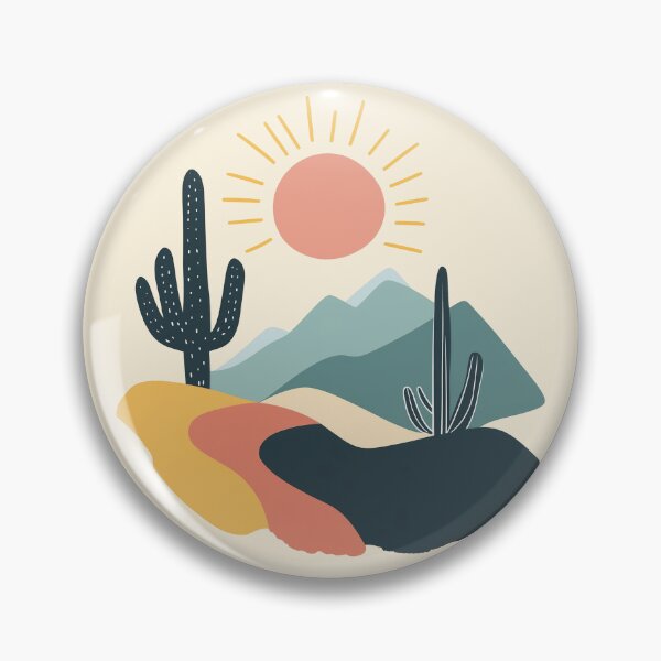 Item preview, Sun and Cactus Illustration, Child Art, Colorful Desert Landscape Drawing, Wall Decor for Kids designed and sold by hannaprescott.