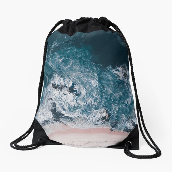 I Love the Sea - written on the sand Drawstring Bag