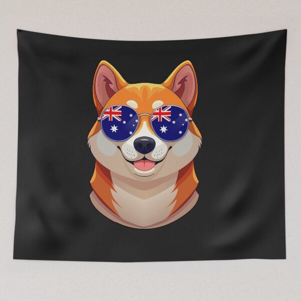 Item preview, Vintage Patriotic Shiba Inu Australian Flag designed and sold by DreamBrushy.
