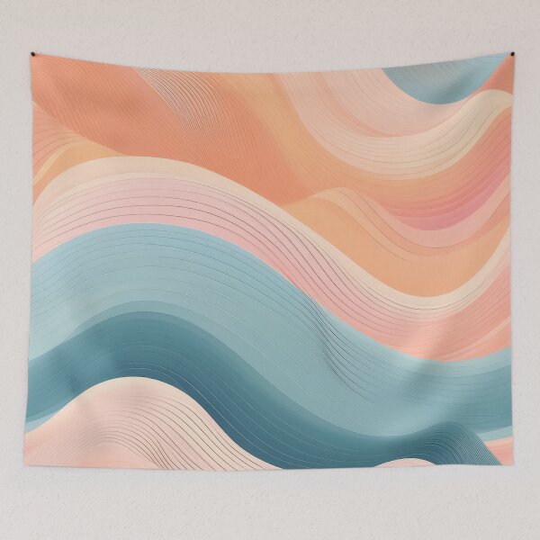 Item preview, A design of a wave-like pattern with a contemporary twist, using pastel colors. designed and sold by HEMRO.