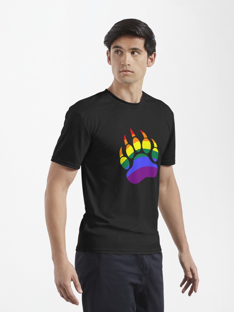 Mens Rainbow Daddy Bear Cub Paw Print LGBT Pride T-Shirt