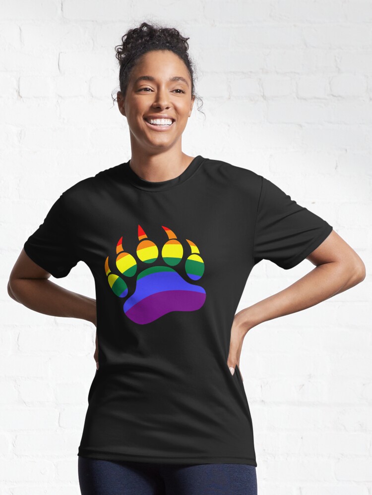 Mens Rainbow Daddy Bear Cub Paw Print LGBT Pride T-Shirt