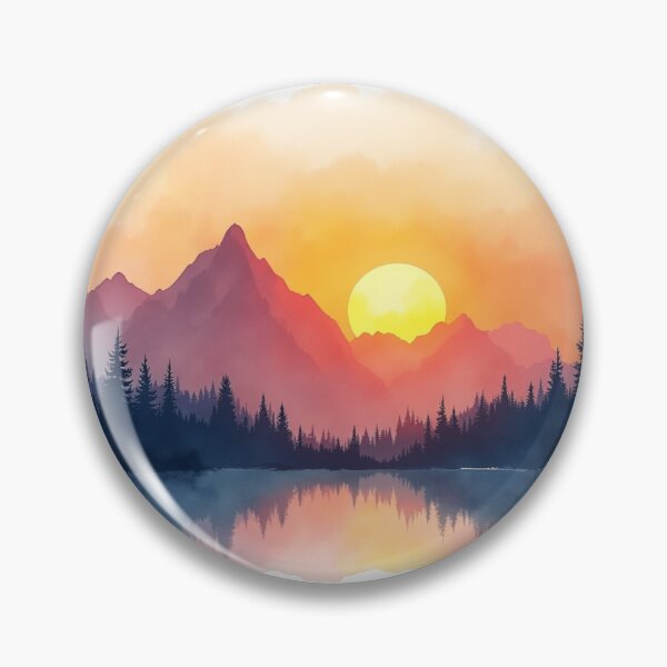 Item preview, Sunset Mountain View in Watercolor designed and sold by ArtfullyRooted.