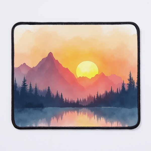 Item preview, Sunset Mountain View in Watercolor designed and sold by ArtfullyRooted.