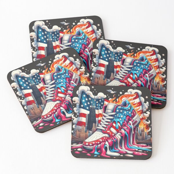 Item preview, Falcon88 sneakers melting graffiti USA flag designed and sold by Imaginarium of Chaos falcon88 .