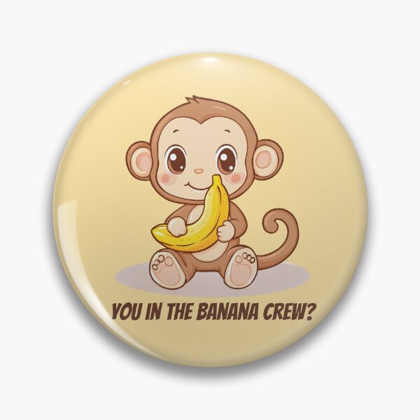 Item preview, Kawaii Cute Monkey with Banana designed and sold by ArtPompon.