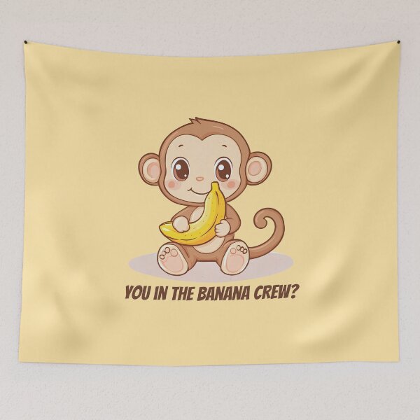 Item preview, Kawaii Cute Monkey with Banana designed and sold by ArtPompon.