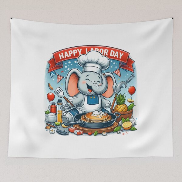 Item preview, Elephant Chef Cooking Up Fun for Labor Day designed and sold by RagnarHouse.