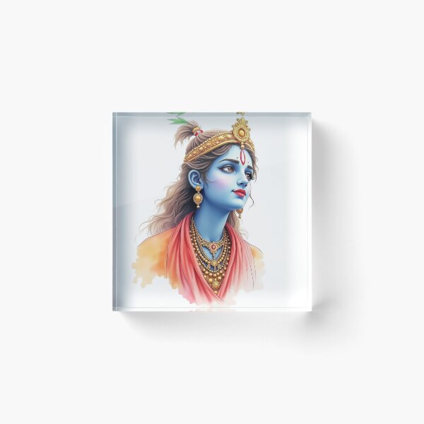 Item preview, Krishna Painting in Watercolor designed and sold by ArtfullyRooted.