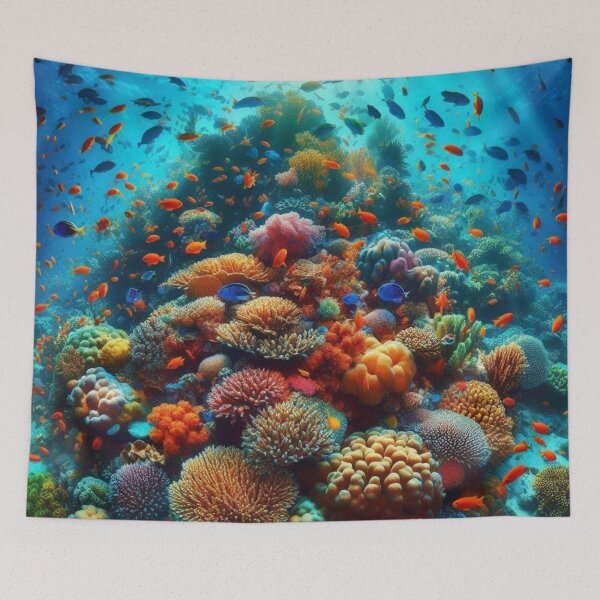 Item preview, Vibrant Coral Reef Teeming With Colorful Fish. designed and sold by IrsathThaslima.