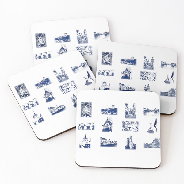 Item preview, Collage of sketches of cities in Switzerland designed and sold by Kacharava.