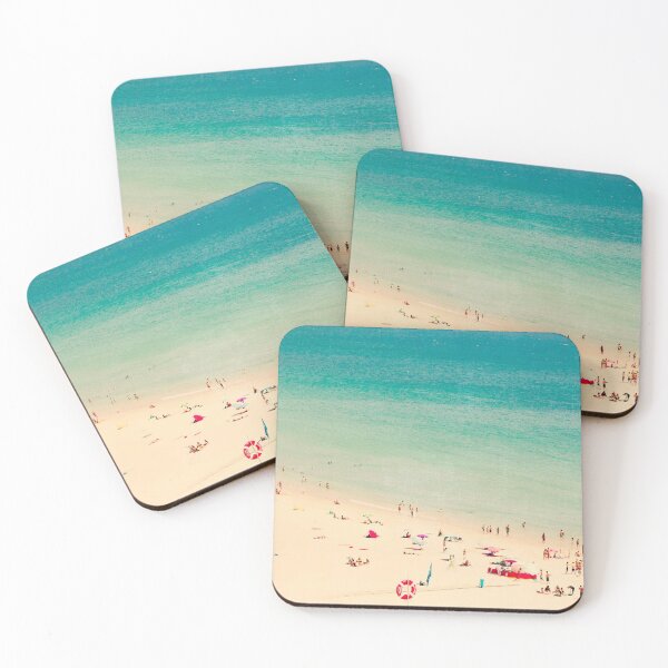 Item preview, Aerial Beach Print - Ocean -  Retro Crowded Beach - Sea and Travel photography designed and sold by Ingrid Beddoes Photography.