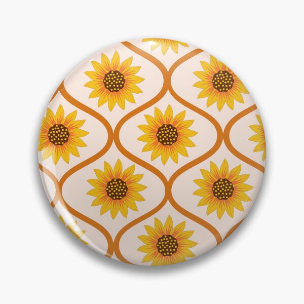 Item preview, Retro Yellow Sunflowers on Orange Ogee Pattern  designed and sold by Yasminepatterns .
