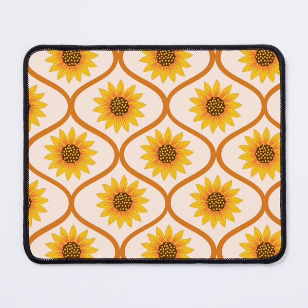 Item preview, Retro Yellow Sunflowers on Orange Ogee Pattern  designed and sold by Yasminepatterns .