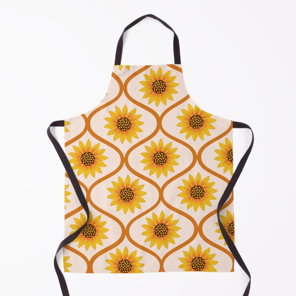 Item preview, Retro Yellow Sunflowers on Orange Ogee Pattern  designed and sold by Yasminepatterns .