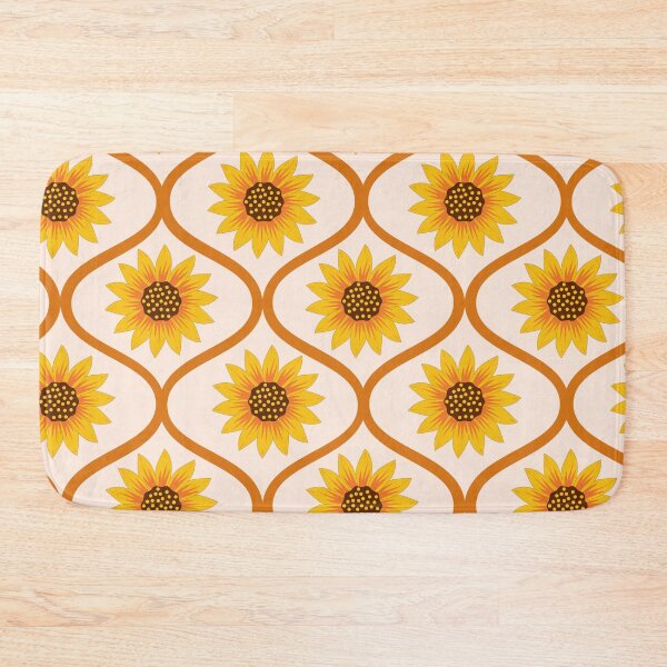 Item preview, Retro Yellow Sunflowers on Orange Ogee Pattern  designed and sold by Yasminepatterns .
