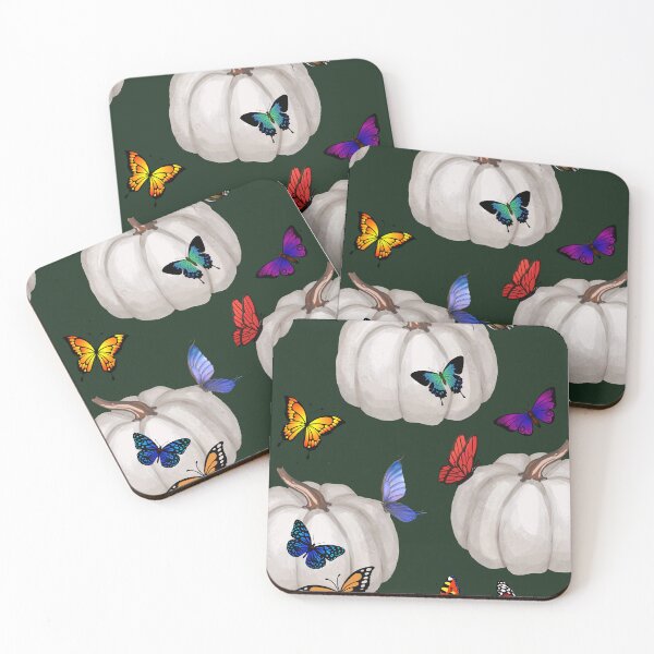Item preview, White Pumpkins and Butterflies Autumn pattern designed and sold by DeadWicked.