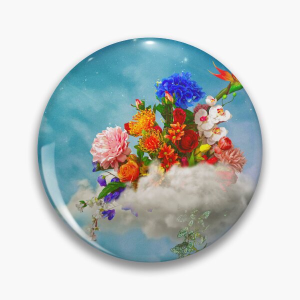Aperçu de l'œuvre Lo que florece en el viento : œuvres d'art surréalistes composées de nuages et de fleurs vibrantes créée et vendue par seamless.