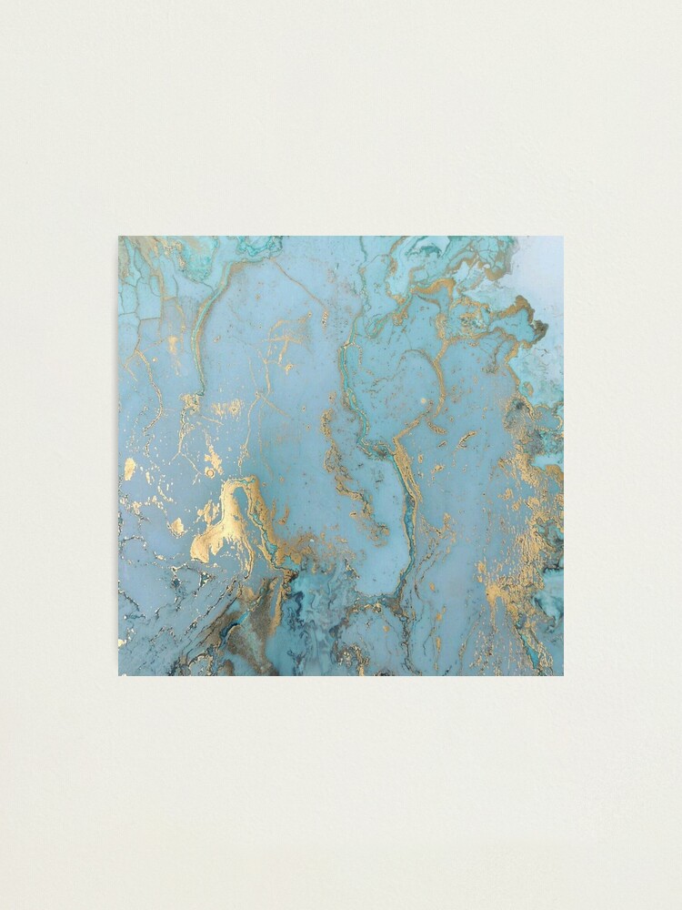 Modern Stylish Teal Agate & Gold Ribbon on White Ceramic Tile