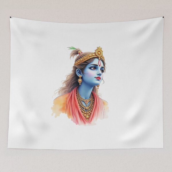 Item preview, Krishna Painting in Watercolor designed and sold by ArtfullyRooted.