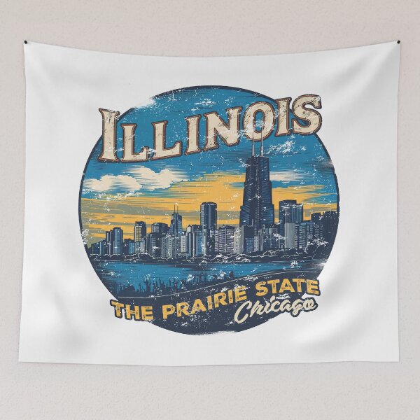 Item preview, Vintage Distressed Illinois Chicago Skyline Sunset T-shirt, Prairie State Tee, Unisex Tee Gift, Retro Tee Shirt, Vintage Cityscape Illinois designed and sold by ReFreshU Shop Designs.