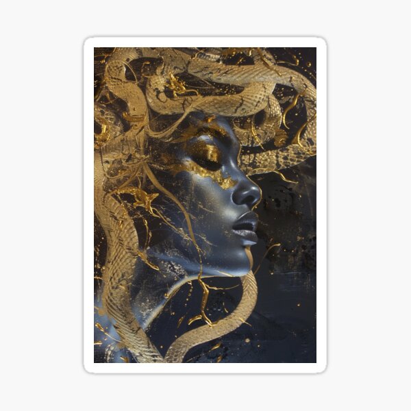 Item preview, Medusa Golden Snake Artwork - Mythical Creature, Ancient Greek Legend Decor designed and sold by All Souls Dream.