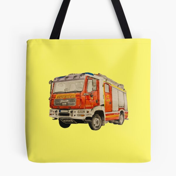 Item preview, German Fire engine cushion yellow designed and sold by Truck drawing art.